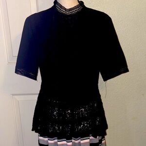 Lulu's Elegant Black Lace Blouse